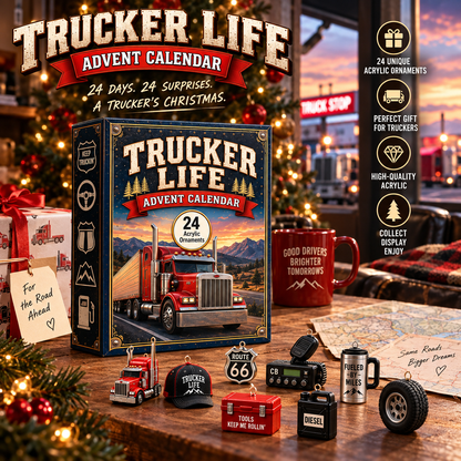 CHRISTMAS KICKOFF 40% OFF - Trucker Life Advent Calendar 2026 - 24-Day Festive Countdown, Acrylic Charms Blind Box - Gift For Job Lovers