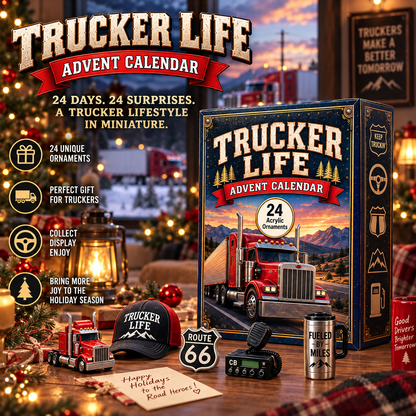 CHRISTMAS KICKOFF 40% OFF - Trucker Life Advent Calendar 2026 - 24-Day Festive Countdown, Acrylic Charms Blind Box - Gift For Job Lovers