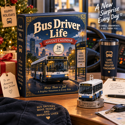 CHRISTMAS KICKOFF 40% OFF - Bus Driver Life Advent Calendar 2026 - 24-Day Festive Countdown, Acrylic Charms Blind Box - Gift For Job Lovers