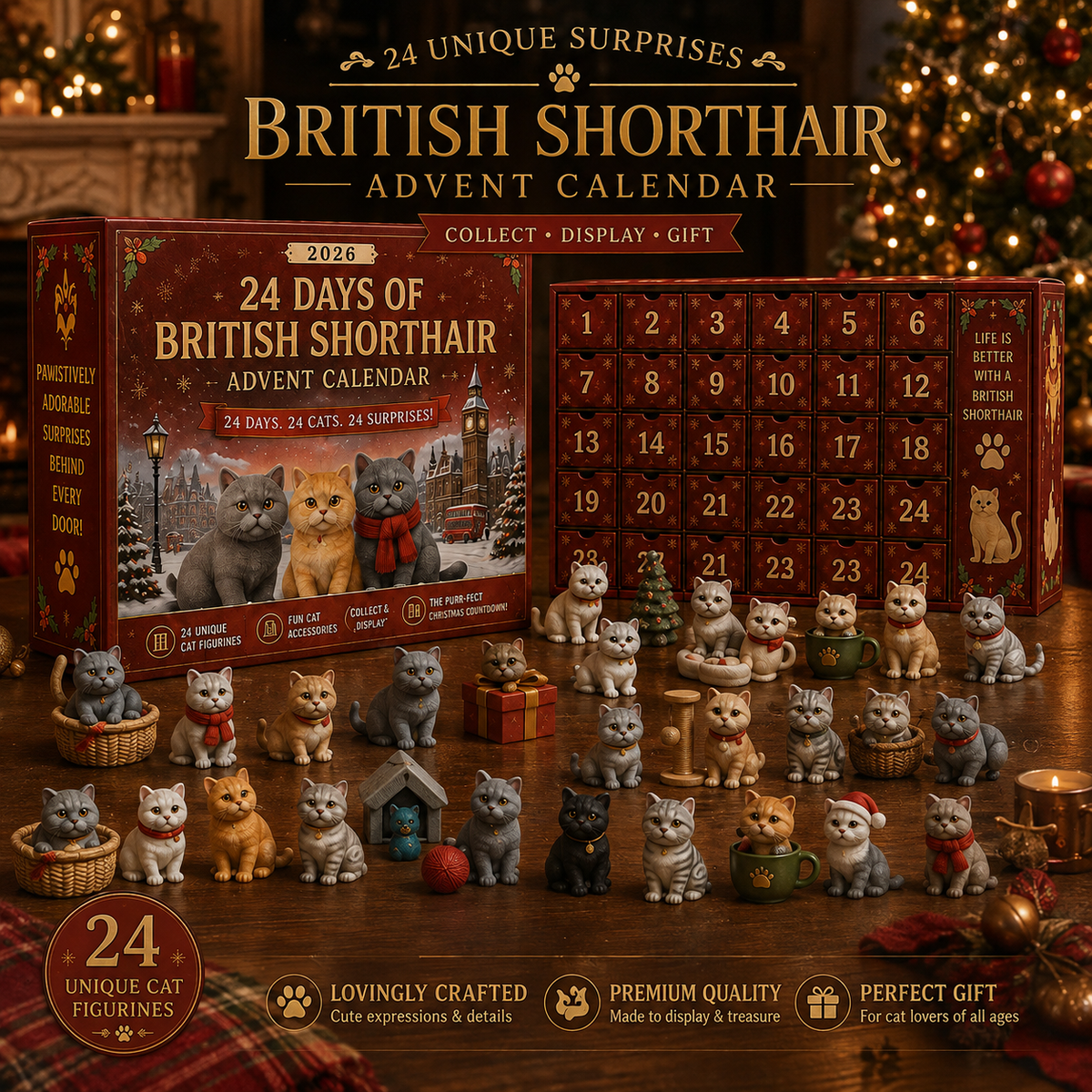 🐾 2026 British Shorthair Christmas Countdown Calendar – A 24-Day Adorable Feline Journey 🎄