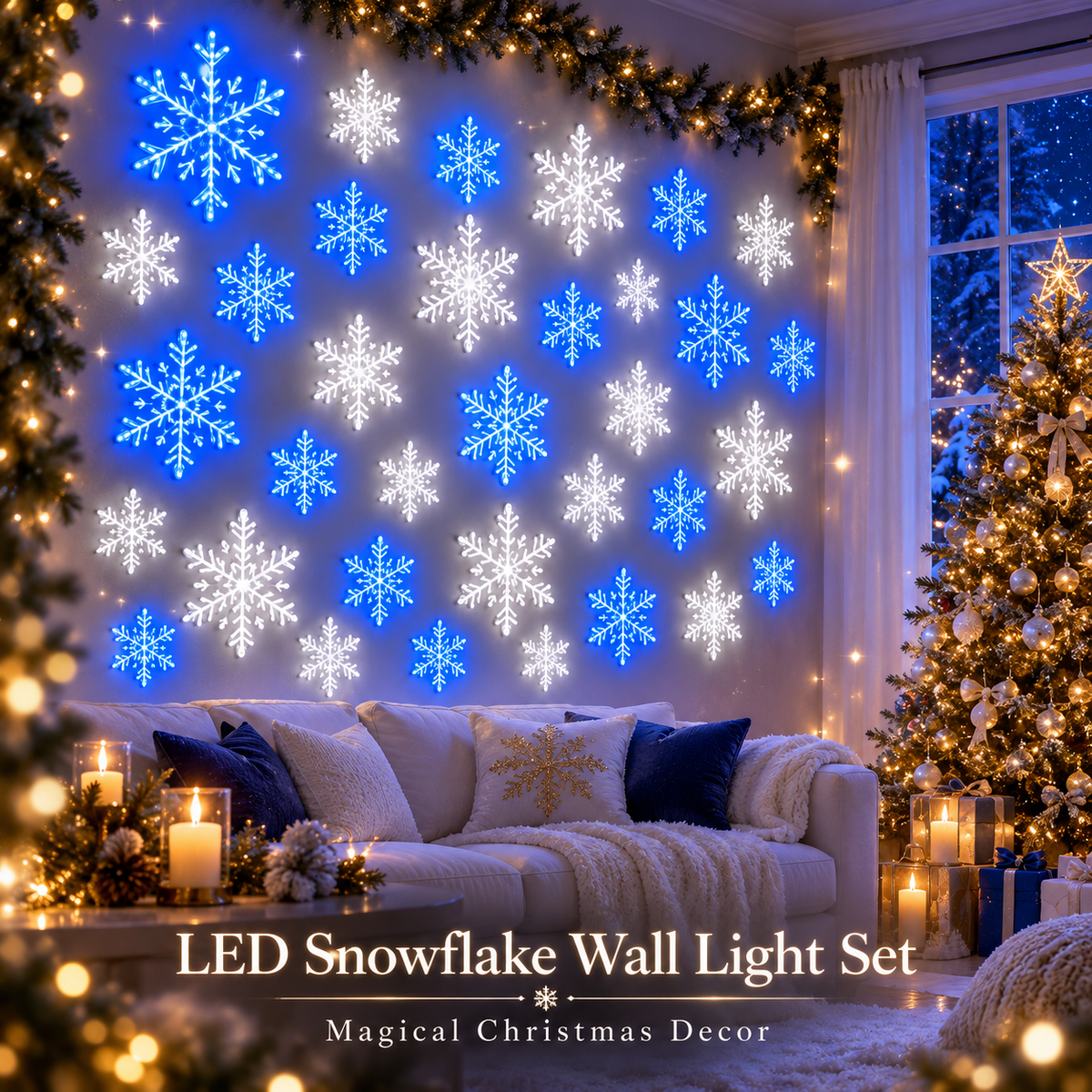 ❄️✨LED Snowflake Wall Light Set – Magical Christmas Decor