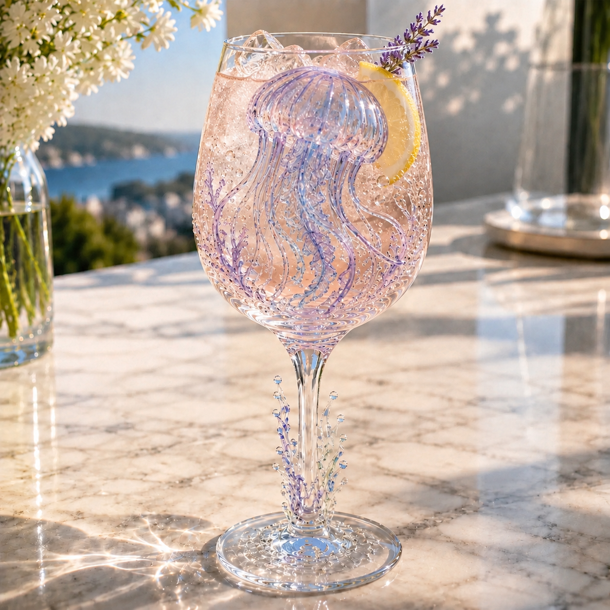 🌊Ocean Treasures Handcrafted 3D Sea Life Wine Glass Collection