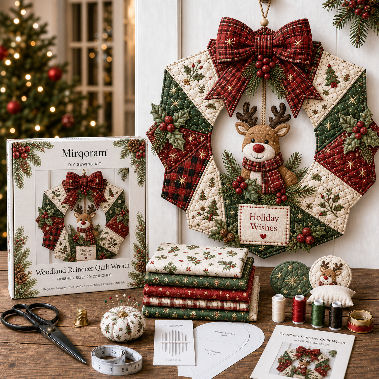 🎄Beginner-Friendly Christmas Fabric Wreath DIY Kit
