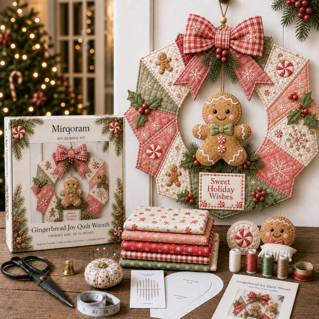 🎄Beginner-Friendly Christmas Fabric Wreath DIY Kit