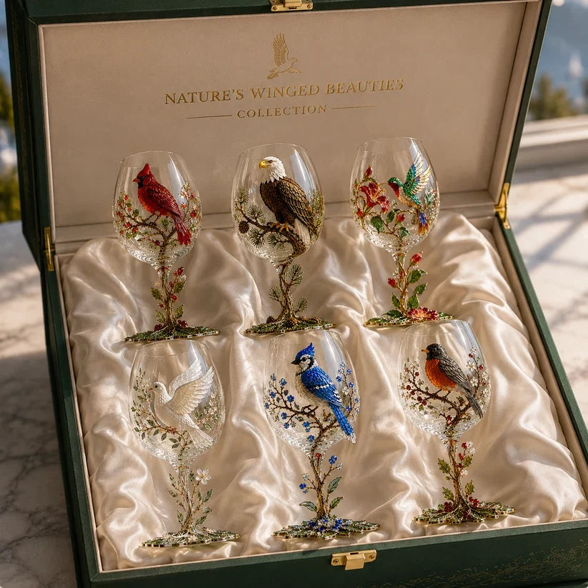 🐦 Nature’s Winged Beauties – 3D Bird Wine Glass Collection