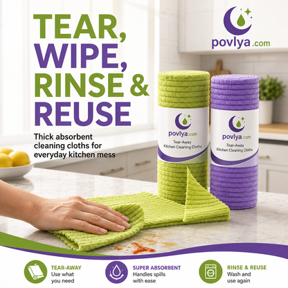🧽 Reusable Tear-Off Cleaning Cloth Roll – Absorbent Microfiber Kitchen Towels ✨