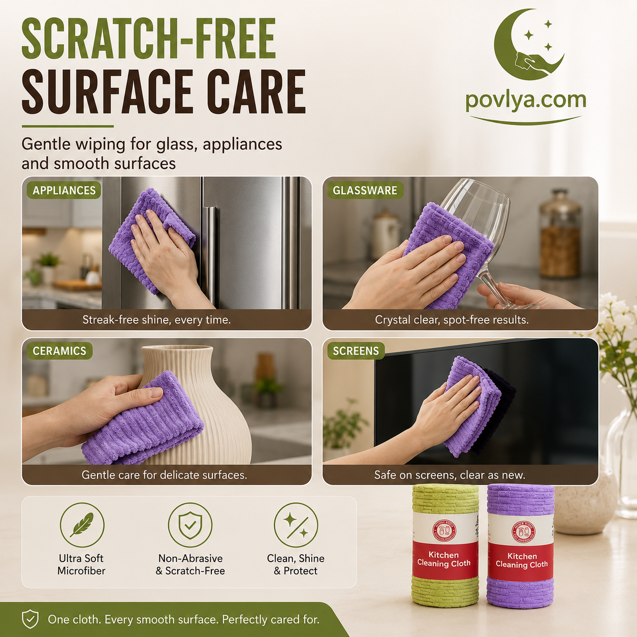 🧽 Reusable Tear-Off Cleaning Cloth Roll – Absorbent Microfiber Kitchen Towels ✨