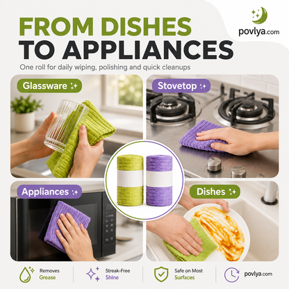 🧽 Reusable Tear-Off Cleaning Cloth Roll – Absorbent Microfiber Kitchen Towels ✨