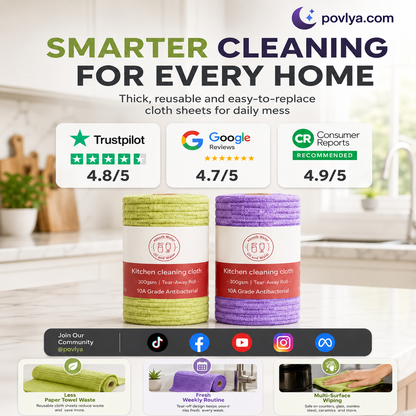 🧽 Reusable Tear-Off Cleaning Cloth Roll – Absorbent Microfiber Kitchen Towels ✨