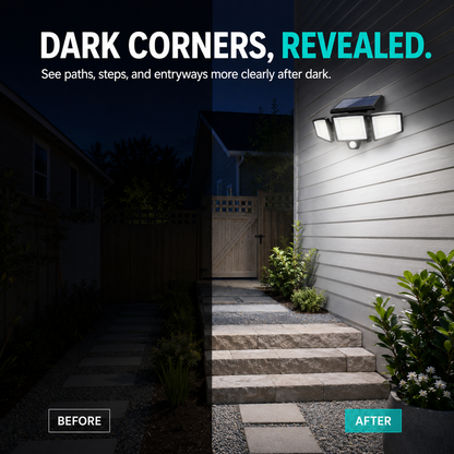 Brighten Every Corner 💡 TriBeam 2500LM Solar Motion Security Light with Remote