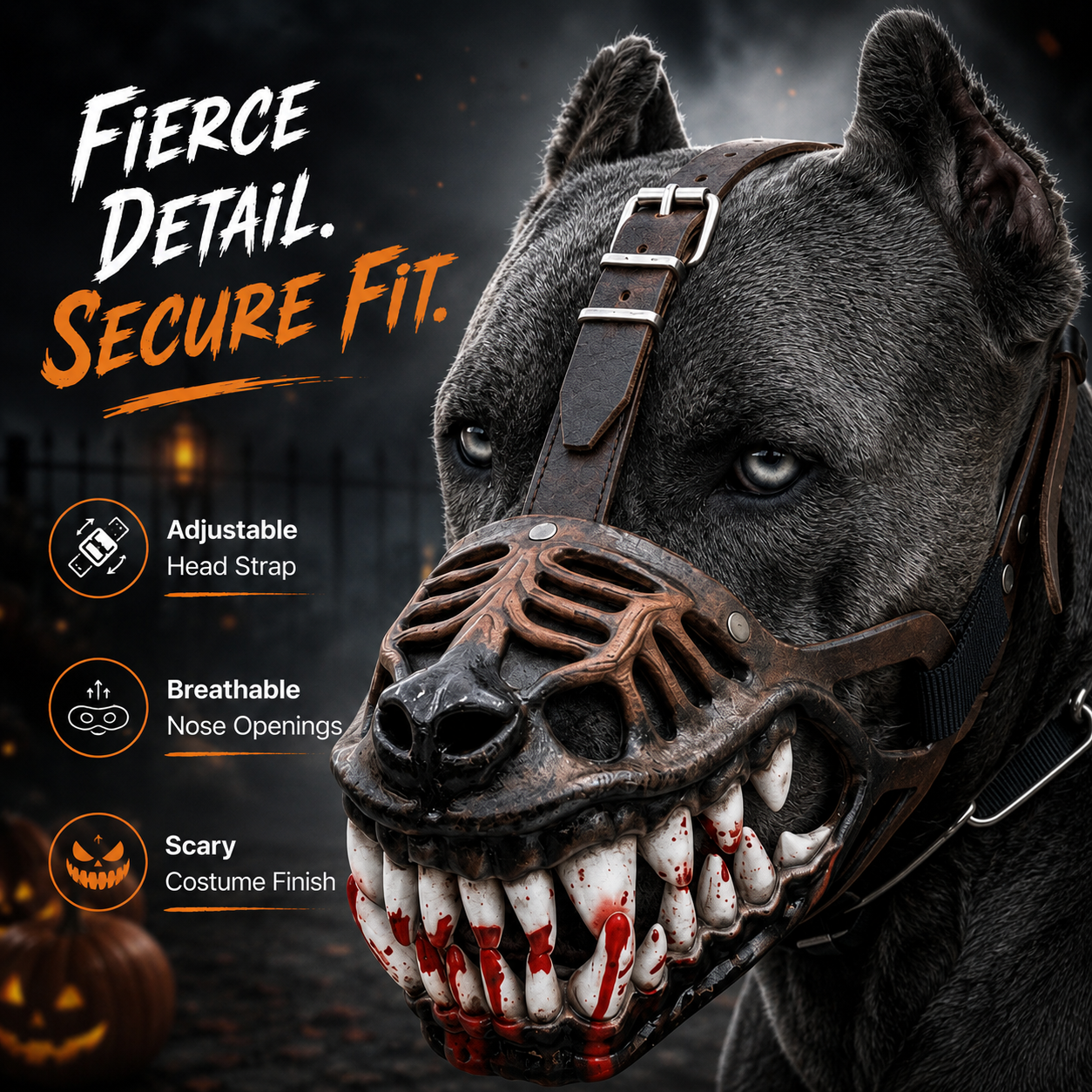 🐺 Halloween Monster Dog Costume Muzzle – Scary Latex Pet Party Accessory