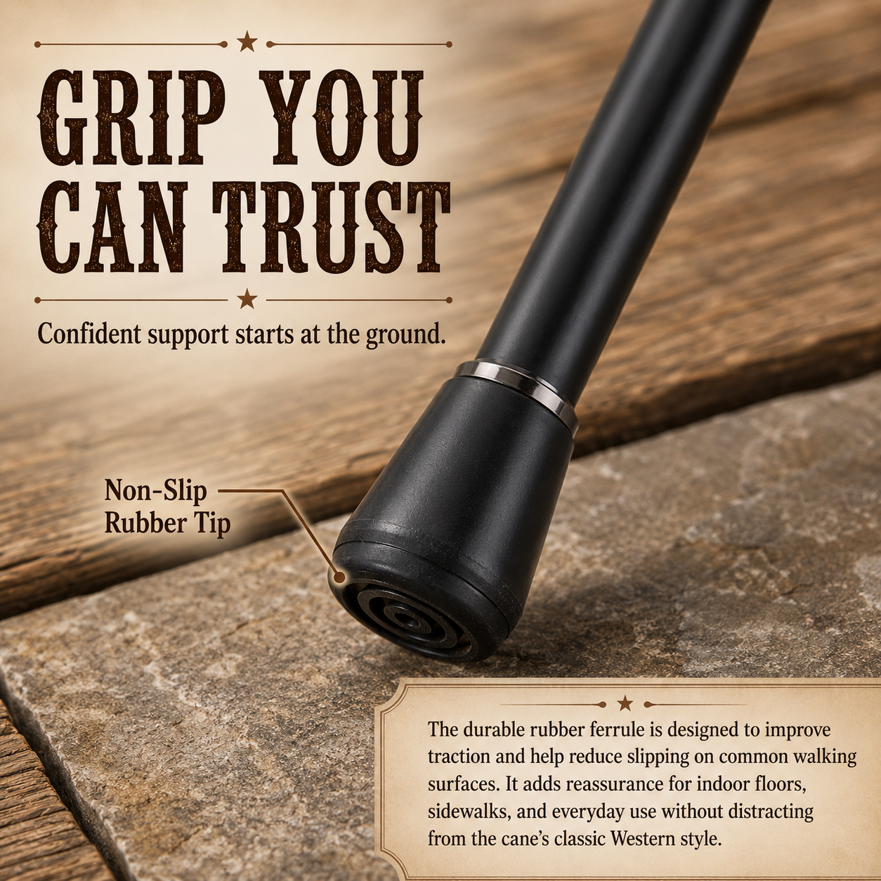 🤠 Western Revolver Walking Cane – Adjustable Vintage Design