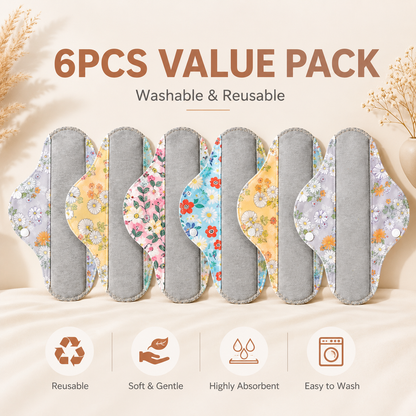 ✨6/12PCS Reusable Leak Protection Pads for Women – Soft, Washable & Breathable Daily Care