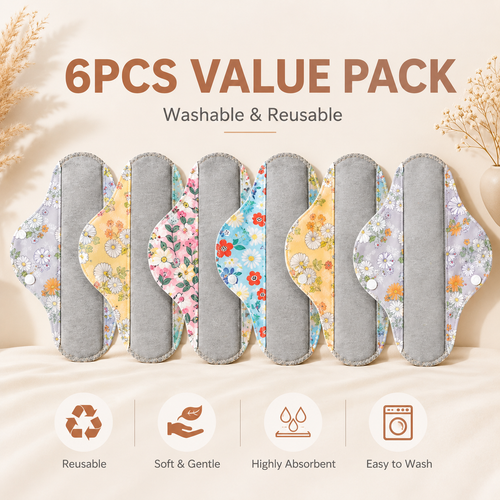 ✨6/12PCS Reusable Leak Protection Pads for Women – Soft, Washable & Breathable Daily Care