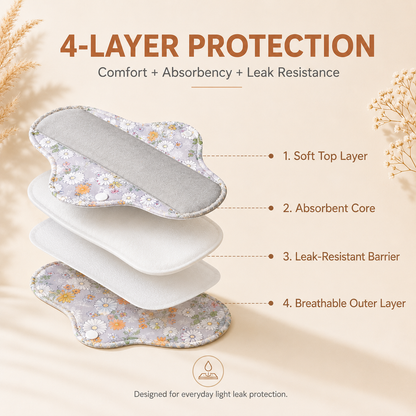 ✨6/12PCS Reusable Leak Protection Pads for Women – Soft, Washable & Breathable Daily Care