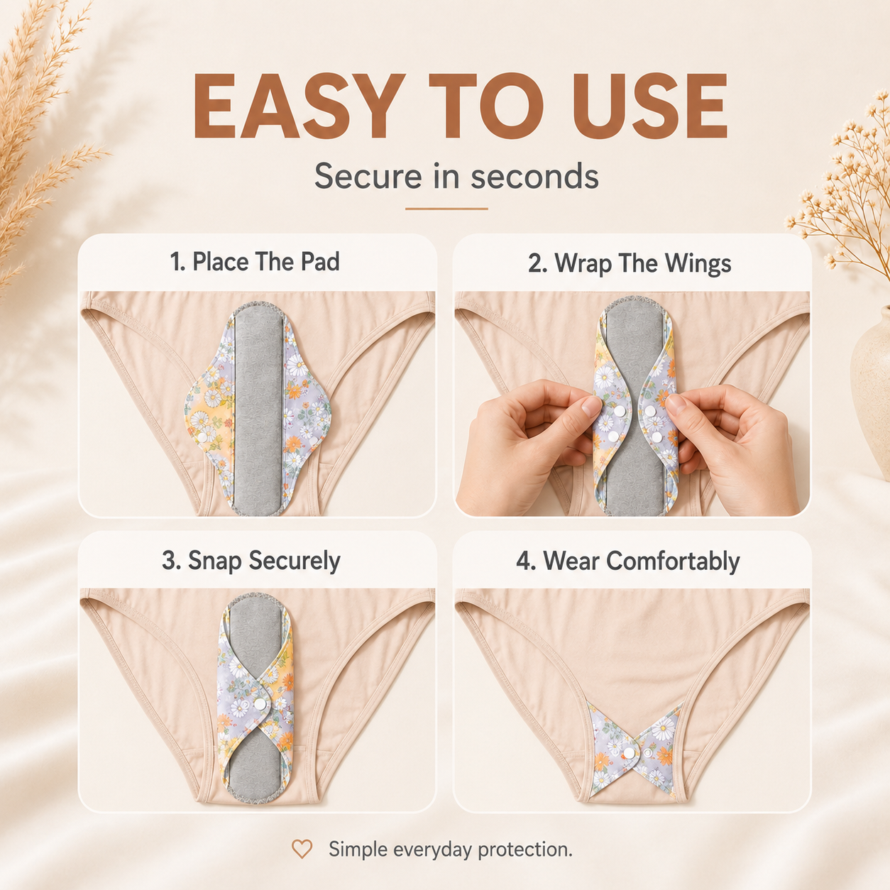 ✨6/12PCS Reusable Leak Protection Pads for Women – Soft, Washable & Breathable Daily Care