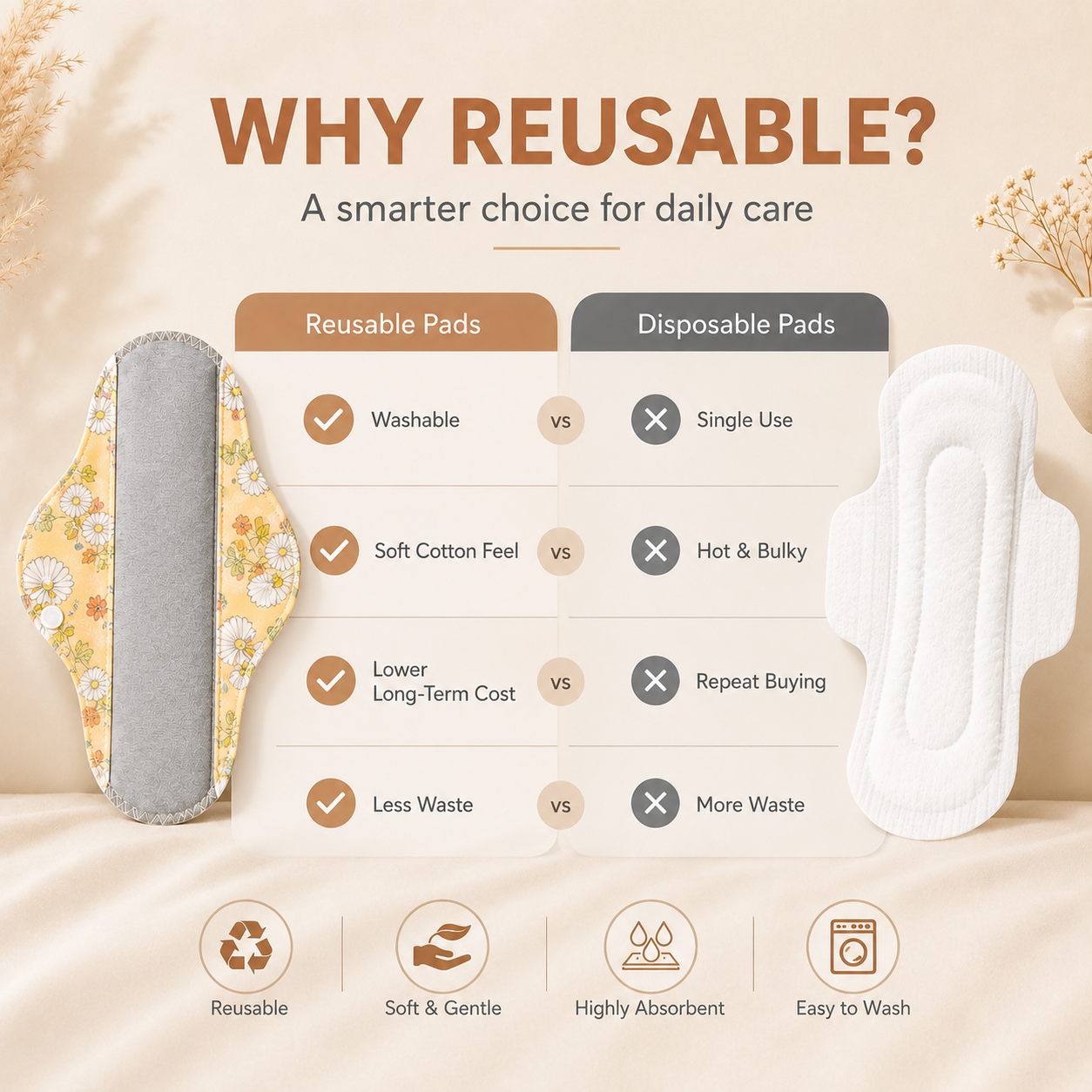 ✨6/12PCS Reusable Leak Protection Pads for Women – Soft, Washable & Breathable Daily Care