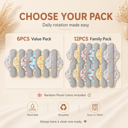 ✨6/12PCS Reusable Leak Protection Pads for Women – Soft, Washable & Breathable Daily Care