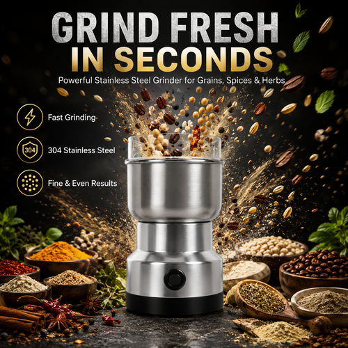 ⚡High-Speed Stainless Steel Grain Grinder – Powerful Electric Mill for Fast, Fresh Grinding