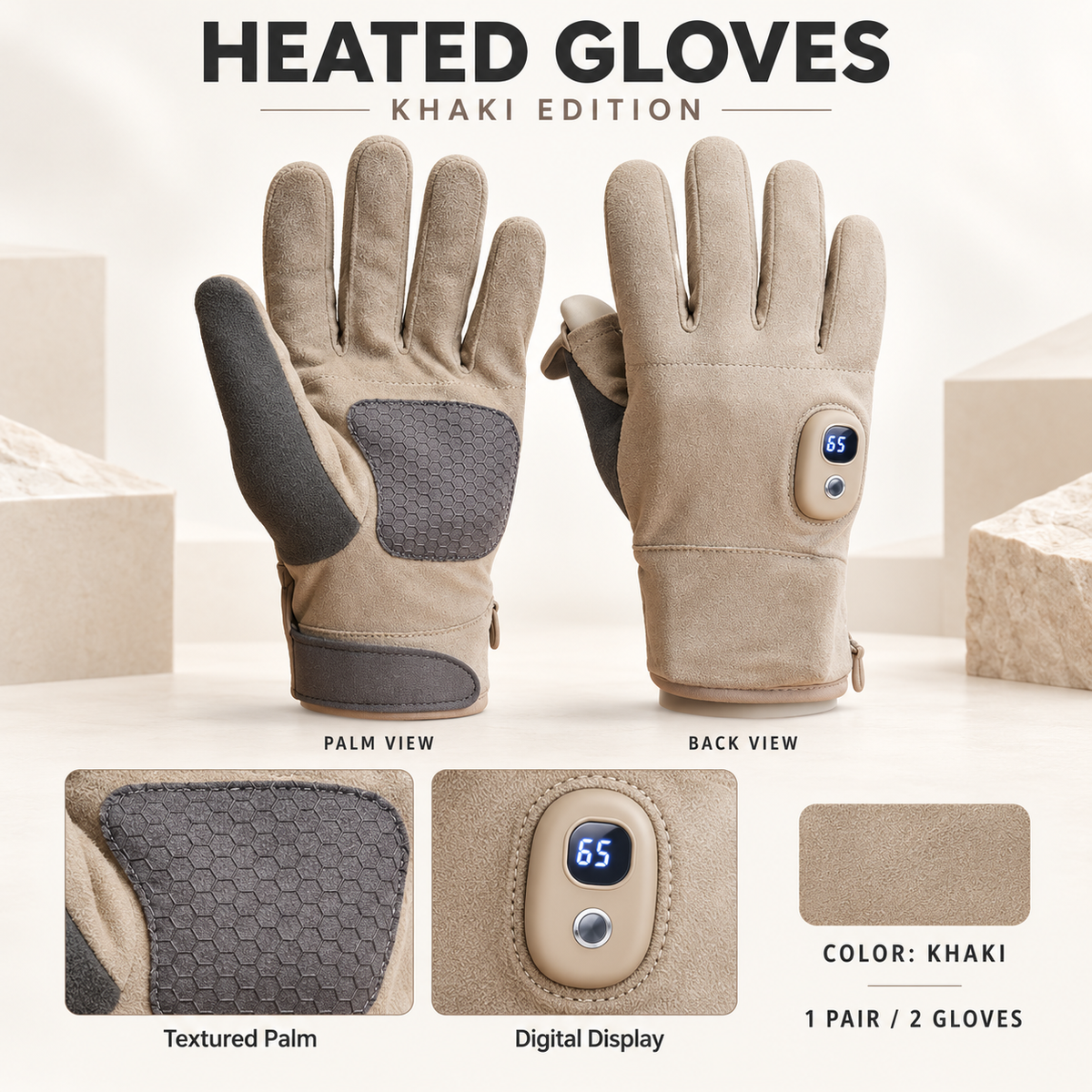 🧤 Heated Touchscreen Gloves with Digital Display – Bring Warmth to Your Winter Routine