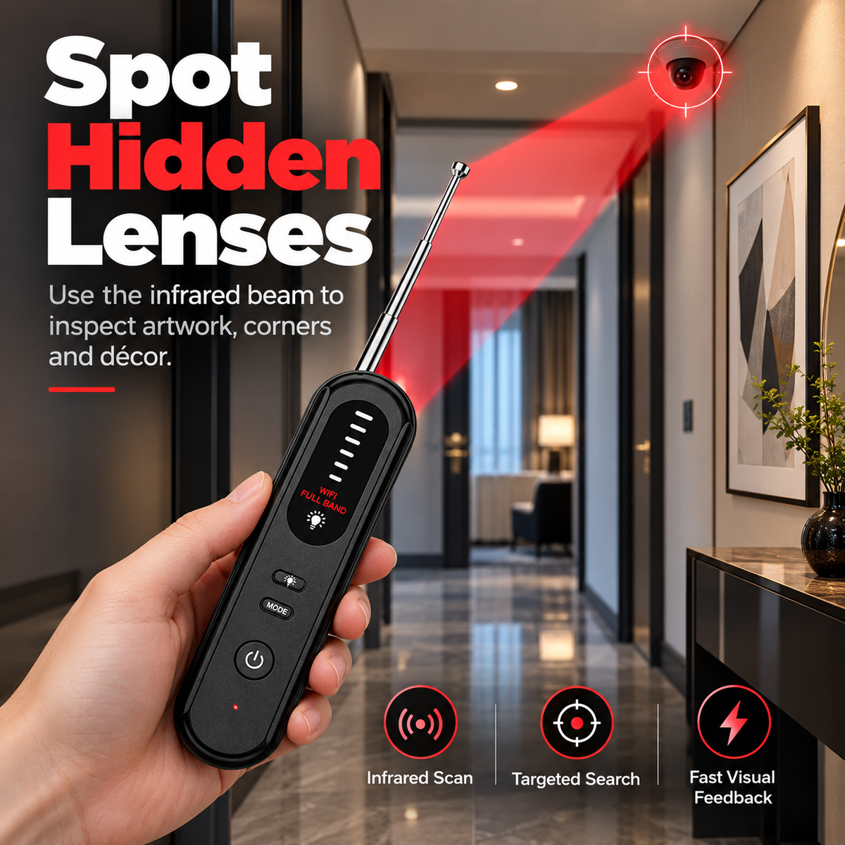 🔍 Portable Anti-Spy Camera & GPS Detector Signal Scanner 🛡️