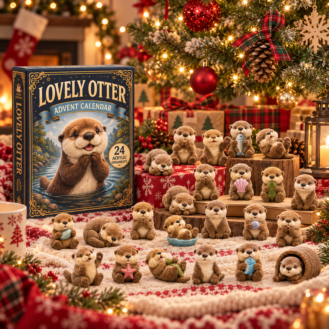 Otter advent calendar Christmas display