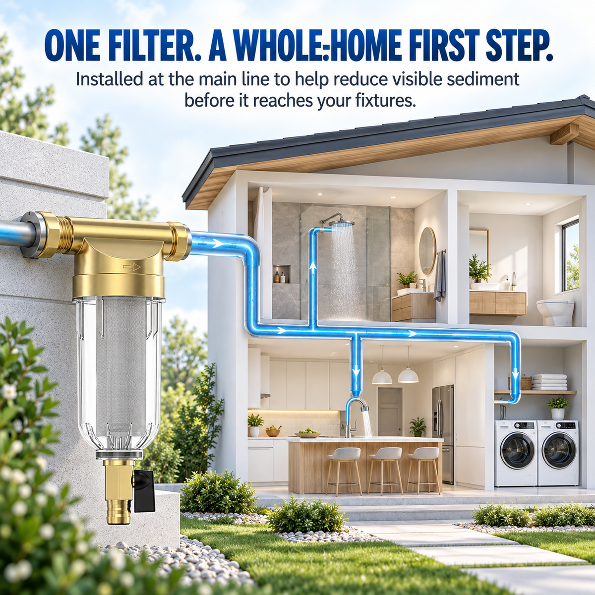 💧 Whole House Spin-Down Sediment Pre-Filter Kit – Flushable 1/2″, 3/4″ & 1″ Options