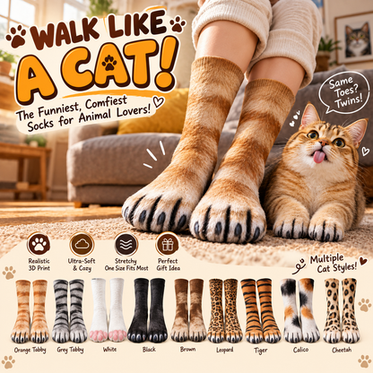 😂3D Realistic Animal Paw Socks – Funny Pet Reaction Novelty Socks 🐾