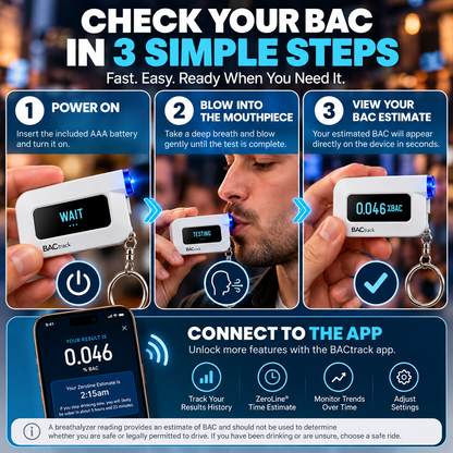 🍺 Pocket BAC Breathalyzer | Fuel Cell Sensor & App Tracking