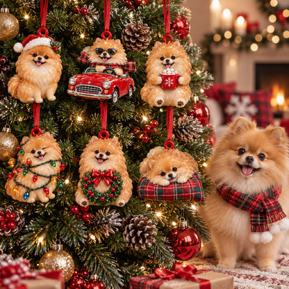 Christmas Pomeranian Ornament Gift Set