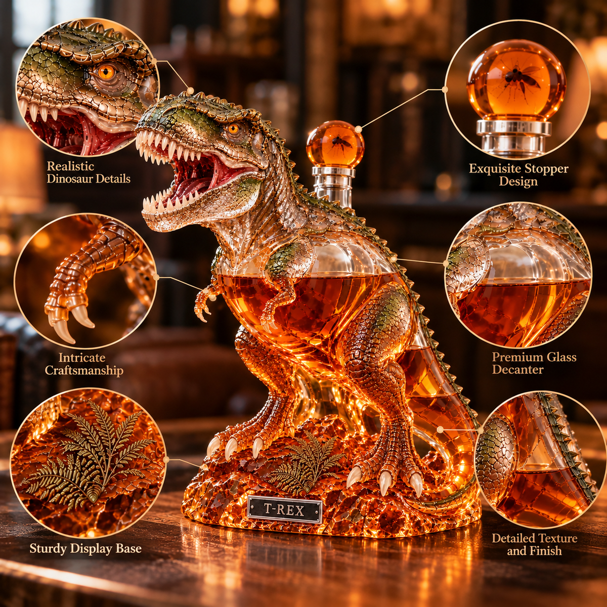 🦖T-Rex Glass Whiskey Decanter