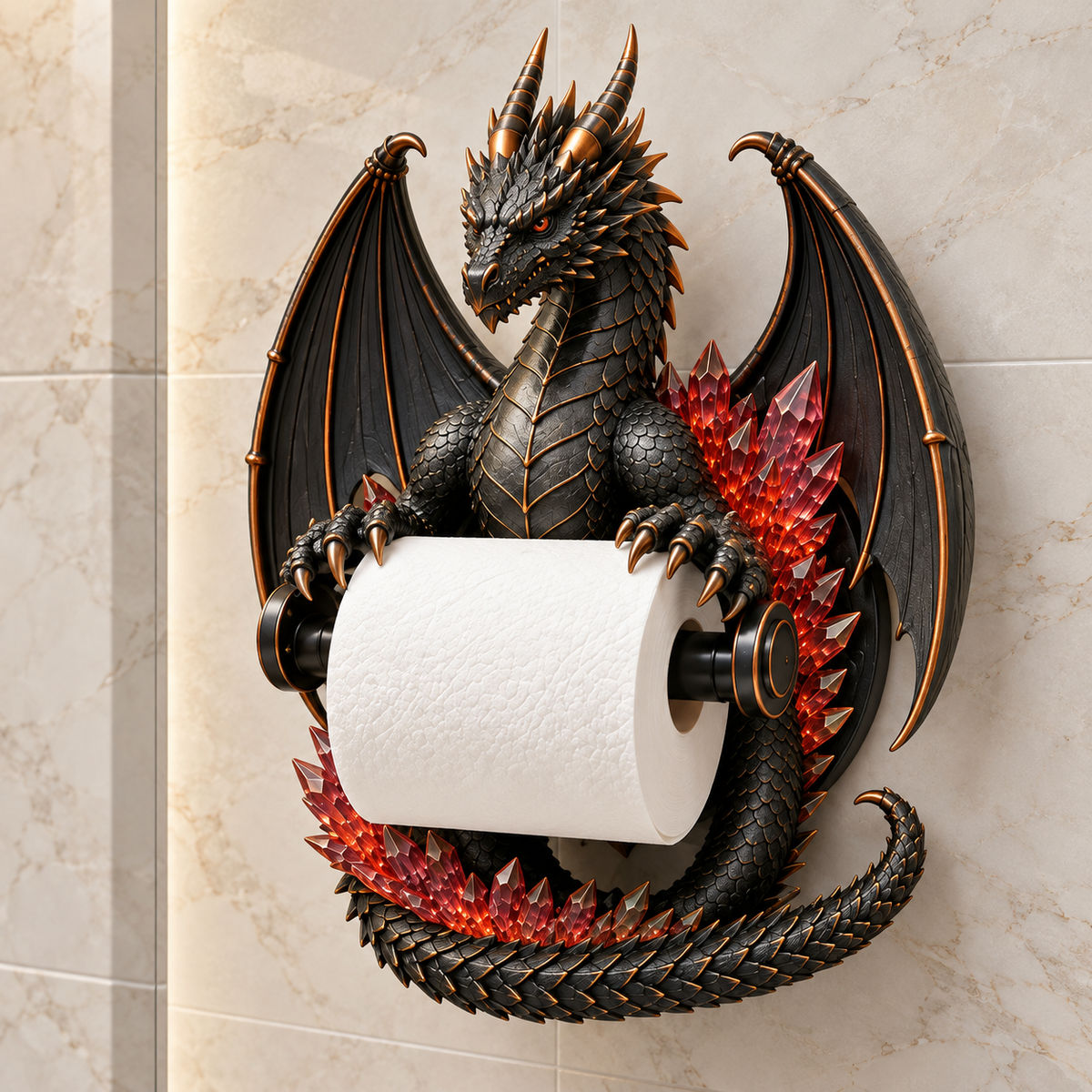 Dragon Toilet Paper Holder – Gothic Fantasy Wall-Mounted Bathroom Decor 🐉