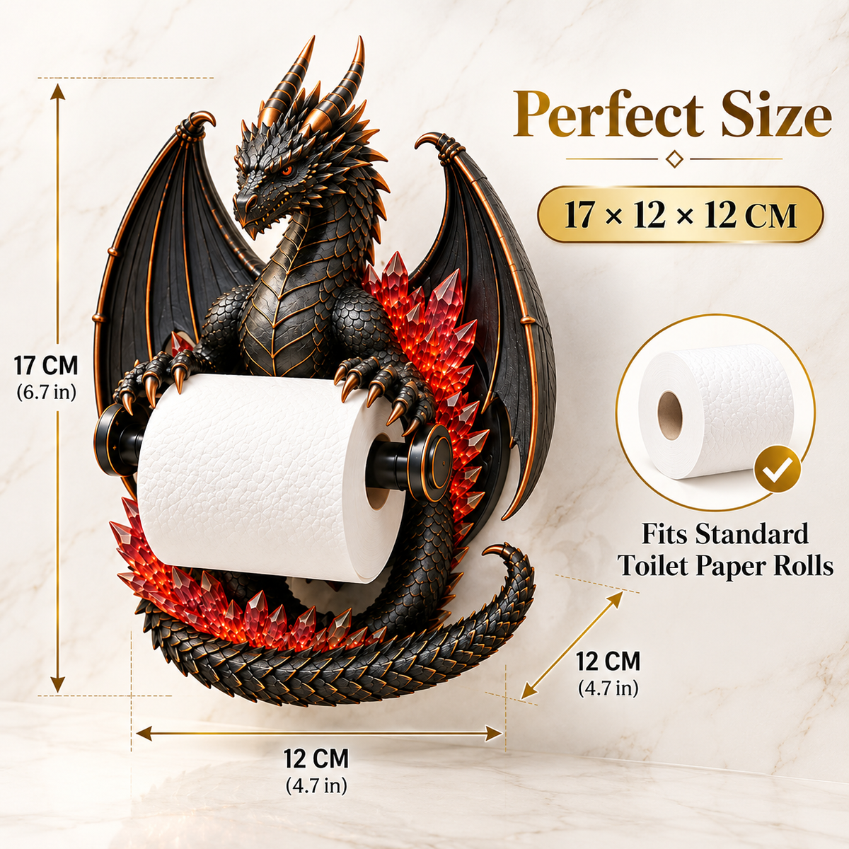 Dragon Toilet Paper Holder – Gothic Fantasy Wall-Mounted Bathroom Decor 🐉
