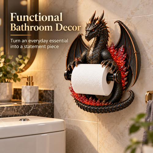 Dragon Toilet Paper Holder – Gothic Fantasy Wall-Mounted Bathroom Decor 🐉