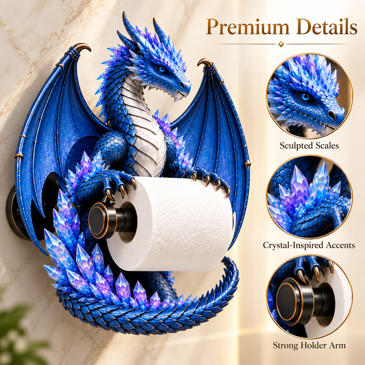 Dragon Toilet Paper Holder – Gothic Fantasy Wall-Mounted Bathroom Decor 🐉