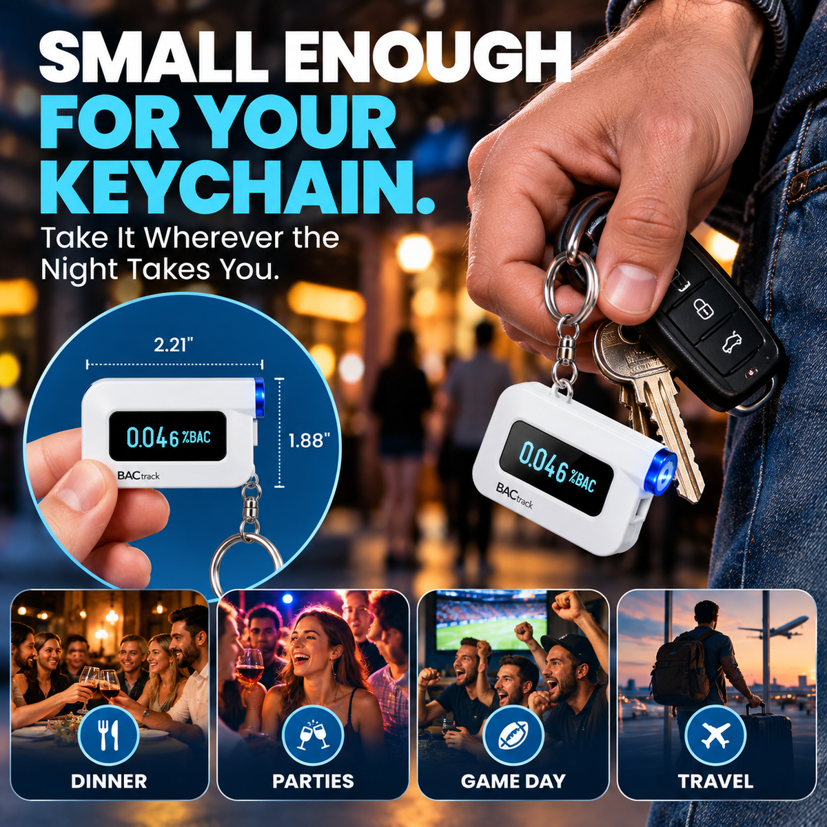 🍺 Pocket BAC Breathalyzer | Fuel Cell Sensor & App Tracking