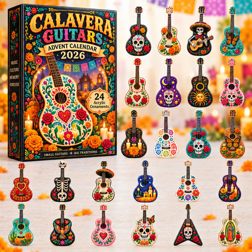 DAY OF THE DEAD KICKOFF 49% OFF - Calavera Guitars Advent Calendar 2026 - 24-Day Festive Countdown, Acrylic Charms Blind Box - Gift For Family & Friends
