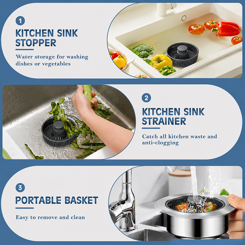 🔥2026 Kitchen Must-Have🚰Upgraded 3 in 1 Kitchen Sink Drain Strainer
