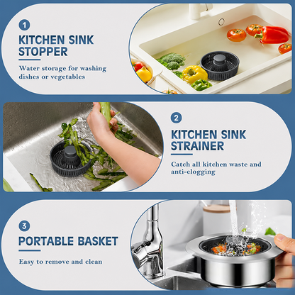 🔥2026 Kitchen Must-Have🚰Upgraded 3 in 1 Kitchen Sink Drain Strainer
