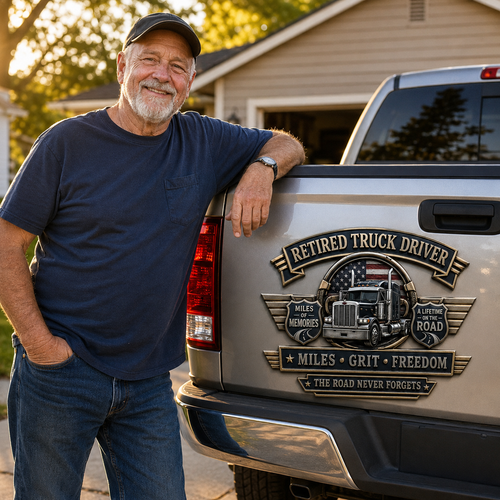 Last Day Promo: 49% OFF –Retired Truck Driver Miles Grit Freedom Metal Car Emblem