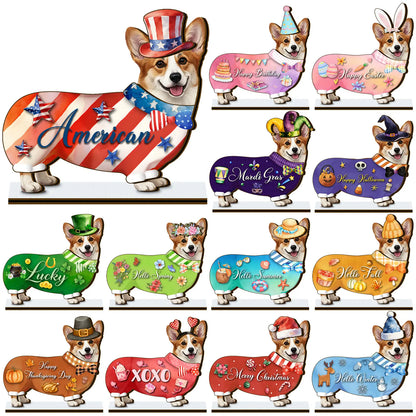 🐱 Interchangeable Seasonal Cat Wooden Decor – Holiday Desk & Home Decoration