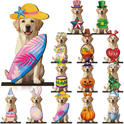 🐱 Interchangeable Seasonal Cat Wooden Decor – Holiday Desk & Home Decoration