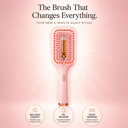 🌙 5-Minute Scalp Spa Brush | Red Light, Warm Massage & Oil Infusion