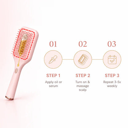 🌙 5-Minute Scalp Spa Brush | Red Light, Warm Massage & Oil Infusion