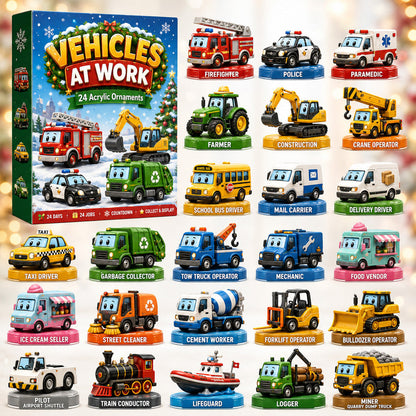 🚒 Vehicles at Work Advent Calendar 2026 – 24 Job-Site Vehicle Ornaments