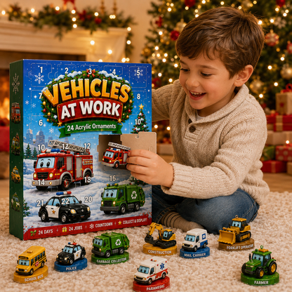 🚒 Vehicles at Work Advent Calendar 2026 – 24 Job-Site Vehicle Ornaments