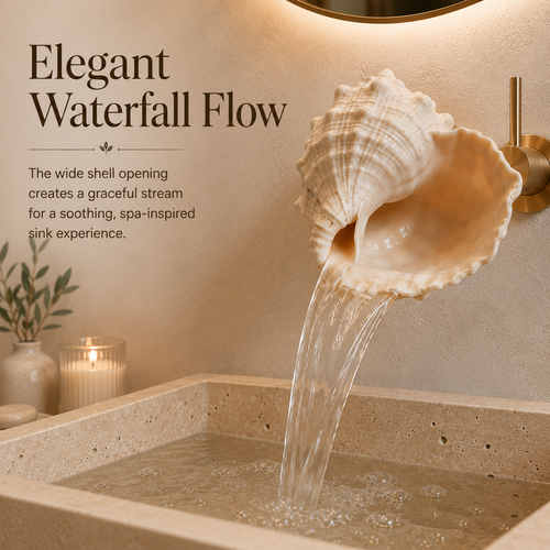 🐚 Coastal Seashell Waterfall Faucet – Sculptural Wall-Mounted Bathroom Fixture