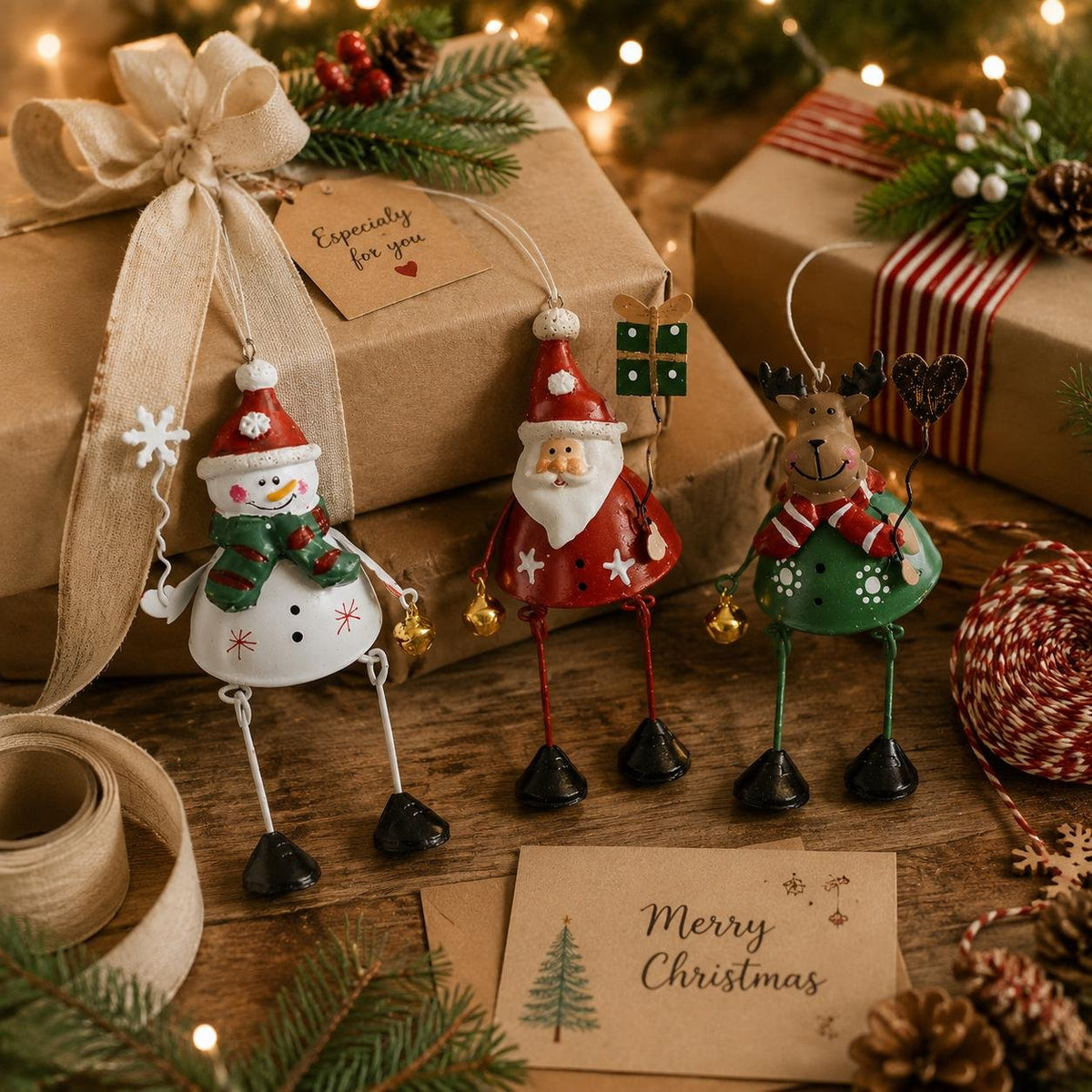 Durable hand painted iron Christmas ornament