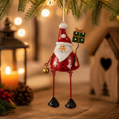 🦌✨ Hand-Painted Metal Dangling Leg Christmas Ornaments