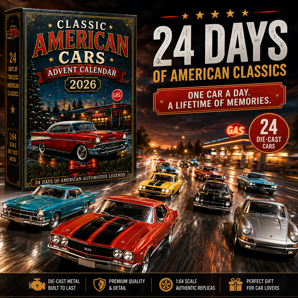 🛵🚗 High Sales 2026 Motorcycle & Classic American Cars Advent Calendar
